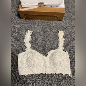 VINTAGE bridal crop TOP - knit crop top / macrame crop top - crochet crop top